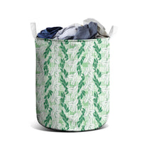 Hawaii Ti Leaf Maile Tuberose Lei Laundry Basket With Hanalei Leaf Green LT05 - Polynesian Pride