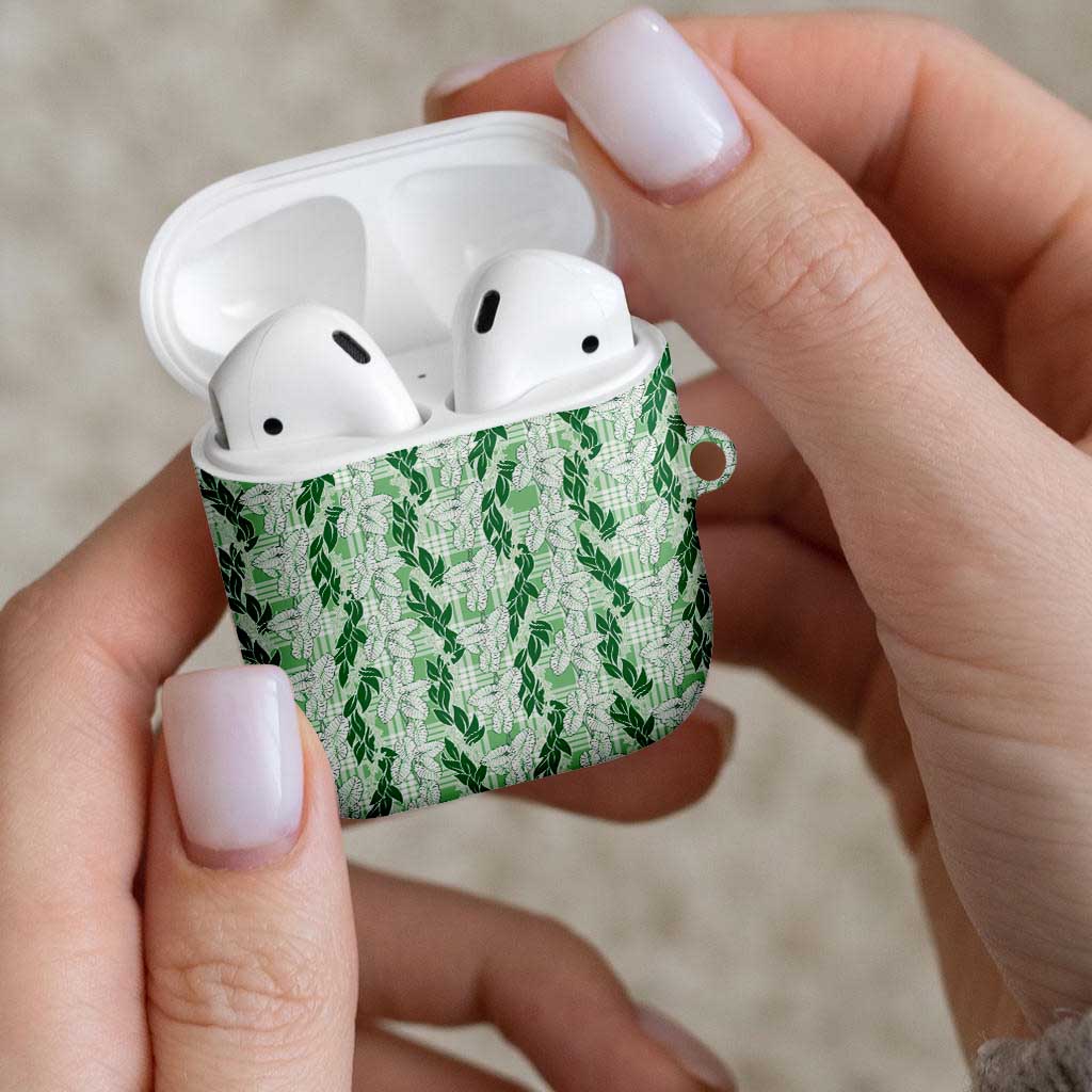 Hawaii Ti Leaf Maile Tuberose Lei AirPods Case With Hanalei Leaf Green LT05 - Polynesian Pride
