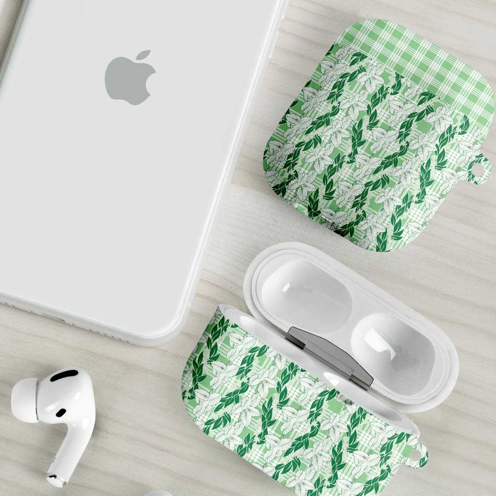 Hawaii Ti Leaf Maile Tuberose Lei AirPods Case With Hanalei Leaf Green LT05 - Polynesian Pride
