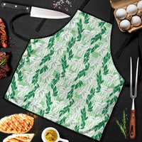Hawaii Ti Leaf Maile Tuberose Lei Apron With Hanalei Leaf Green LT05 Green - Polynesian Pride