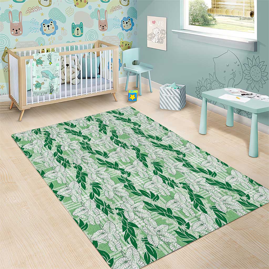 Hawaii Ti Leaf Maile Tuberose Lei Area Rug With Hanalei Leaf Green LT05 - Polynesian Pride