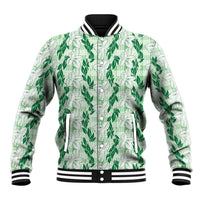 Hawaii Ti Leaf Maile Tuberose Lei Baseball Jacket With Hanalei Leaf Green LT05 Unisex Green - Polynesian Pride