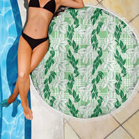 Hawaii Ti Leaf Maile Tuberose Lei Beach Blanket With Hanalei Leaf Green