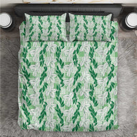 Hawaii Ti Leaf Maile Tuberose Lei Bedding Set With Hanalei Leaf Green LT05 Green - Polynesian Pride