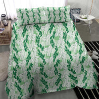 Hawaii Ti Leaf Maile Tuberose Lei Bedding Set With Hanalei Leaf Green LT05 - Polynesian Pride