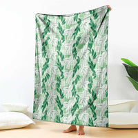 Hawaii Ti Leaf Maile Tuberose Lei Blanket With Hanalei Leaf Green LT05 - Polynesian Pride