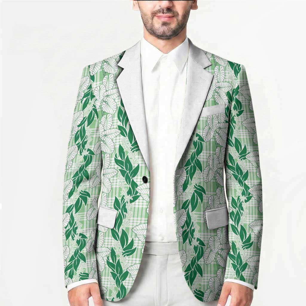 Hawaii Ti Leaf Maile Tuberose Lei Blazer With Hanalei Leaf Green LT05 - Polynesian Pride