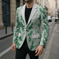 Hawaii Ti Leaf Maile Tuberose Lei Blazer With Hanalei Leaf Green LT05 - Polynesian Pride