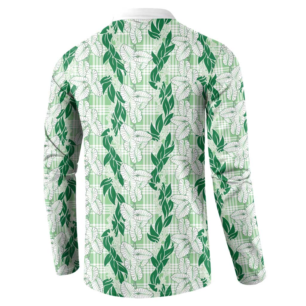 Hawaii Ti Leaf Maile Tuberose Lei Button Sweatshirt With Hanalei Leaf Green LT05 - Polynesian Pride