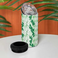 Hawaii Ti Leaf Maile Tuberose Lei 4 in 1 Can Cooler Tumbler With Hanalei Leaf Green LT05 - Polynesian Pride