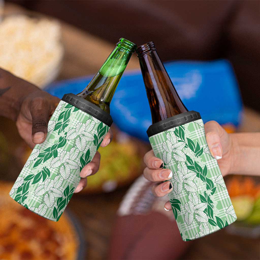 Hawaii Ti Leaf Maile Tuberose Lei 4 in 1 Can Cooler Tumbler With Hanalei Leaf Green LT05 - Polynesian Pride