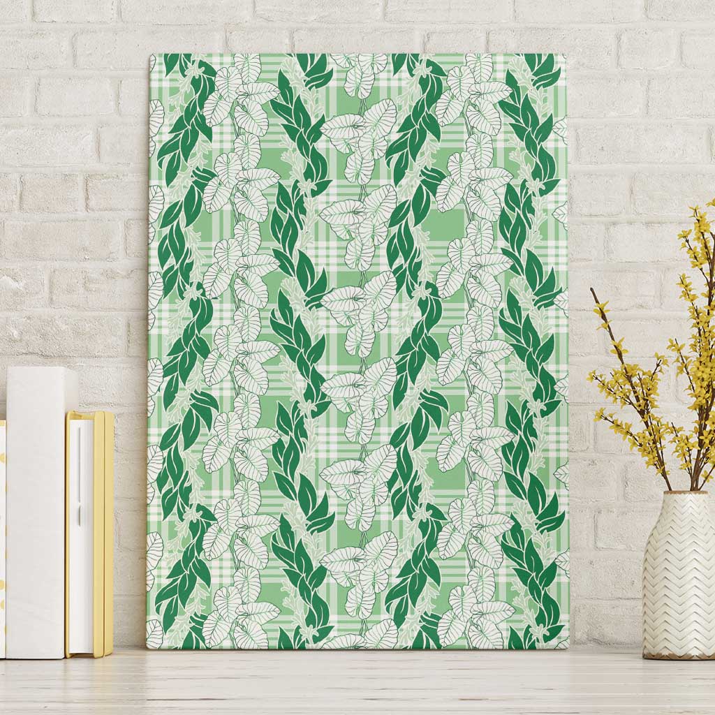 Hawaii Ti Leaf Maile Tuberose Lei Canvas Wall Art With Hanalei Leaf Green LT05 Without Frame Green - Polynesian Pride