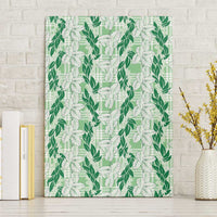 Hawaii Ti Leaf Maile Tuberose Lei Canvas Wall Art With Hanalei Leaf Green LT05 Without Frame Green - Polynesian Pride