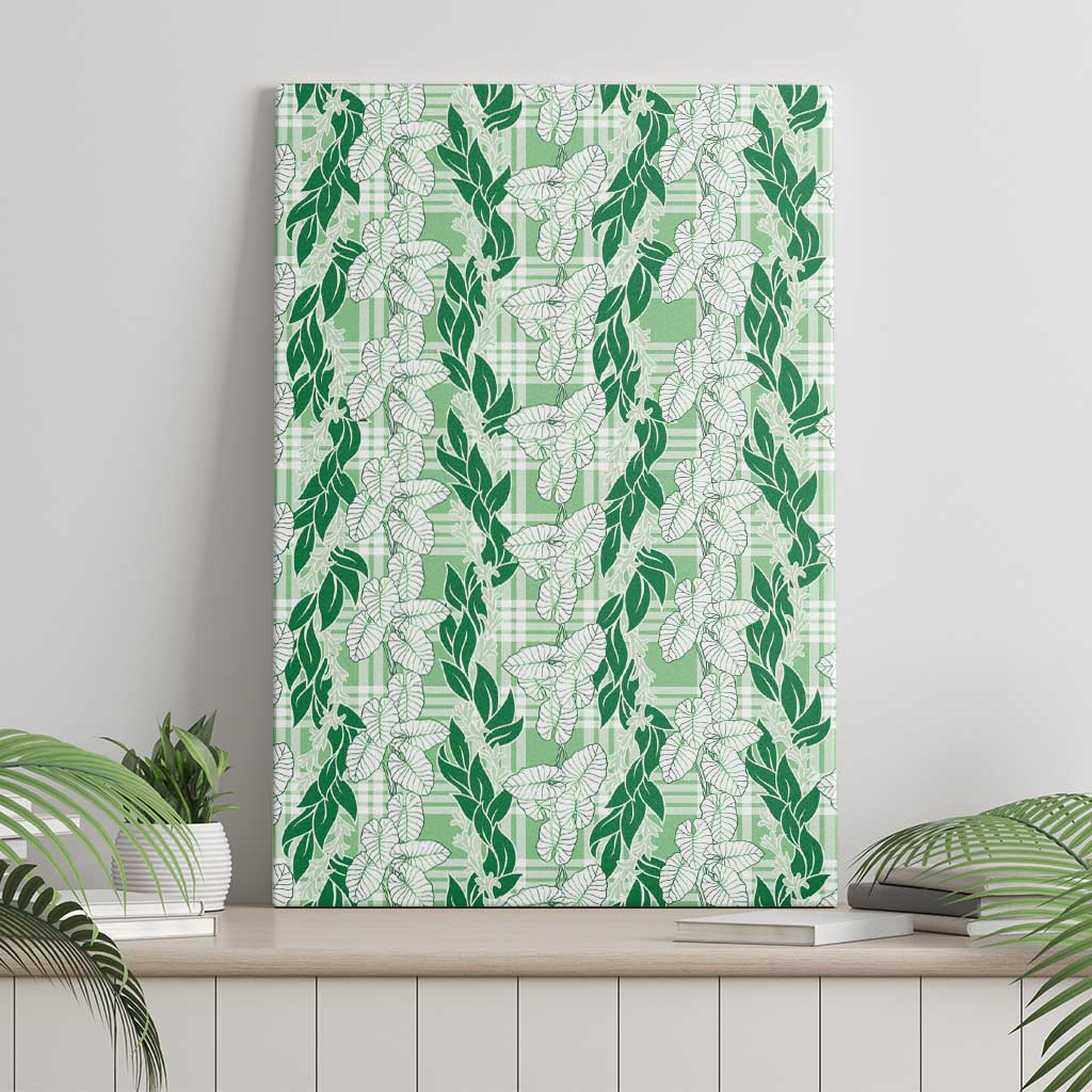 Hawaii Ti Leaf Maile Tuberose Lei Canvas Wall Art With Hanalei Leaf Green LT05 - Polynesian Pride