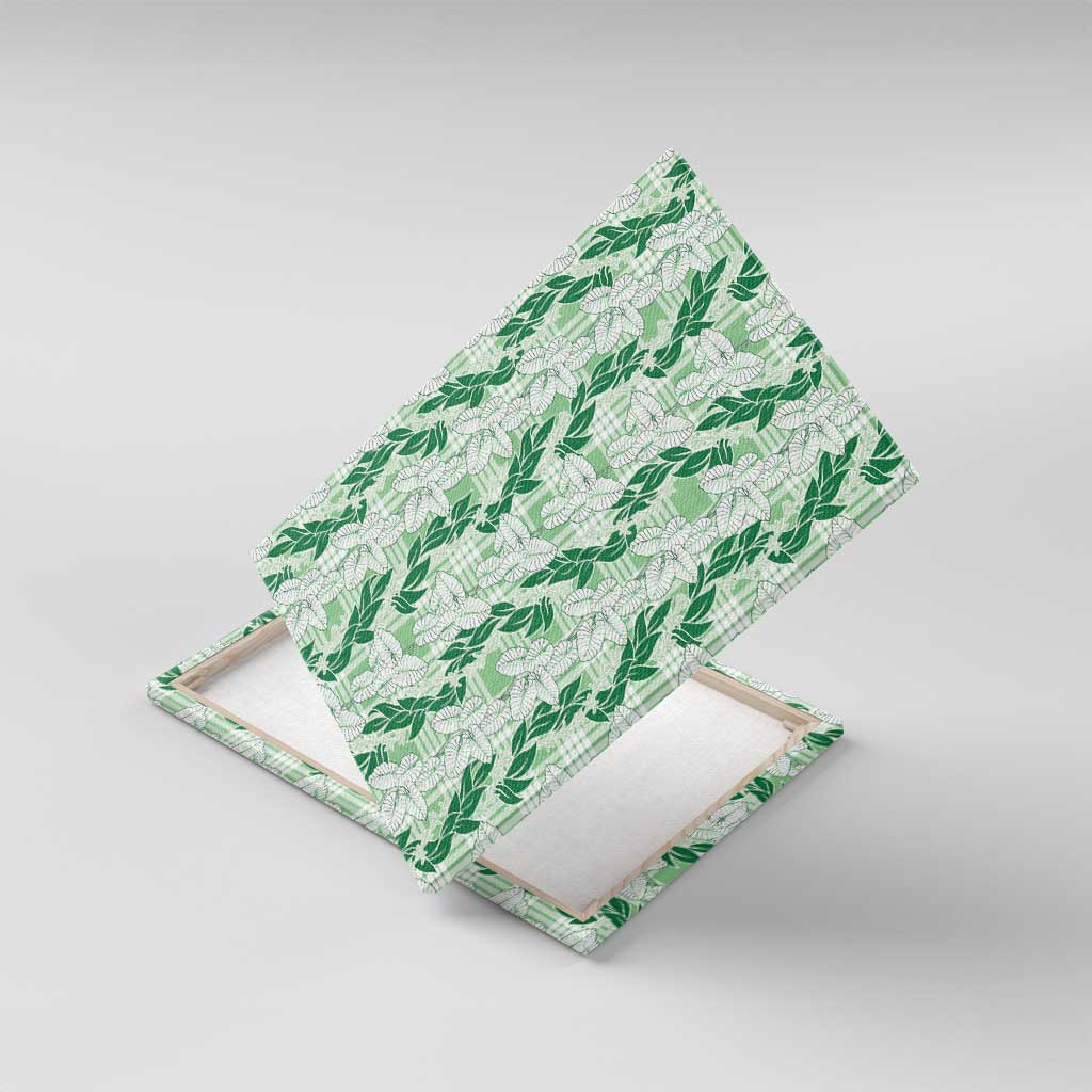 Hawaii Ti Leaf Maile Tuberose Lei Canvas Wall Art With Hanalei Leaf Green LT05 With Frame Green - Polynesian Pride