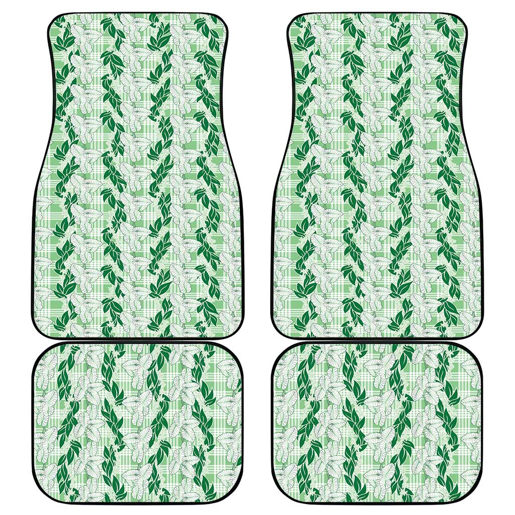 Hawaii Ti Leaf Maile Tuberose Lei Car Mats With Hanalei Leaf Green LT05 - Polynesian Pride