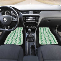 Hawaii Ti Leaf Maile Tuberose Lei Car Mats With Hanalei Leaf Green LT05 Set 2pcs - Front Green - Polynesian Pride