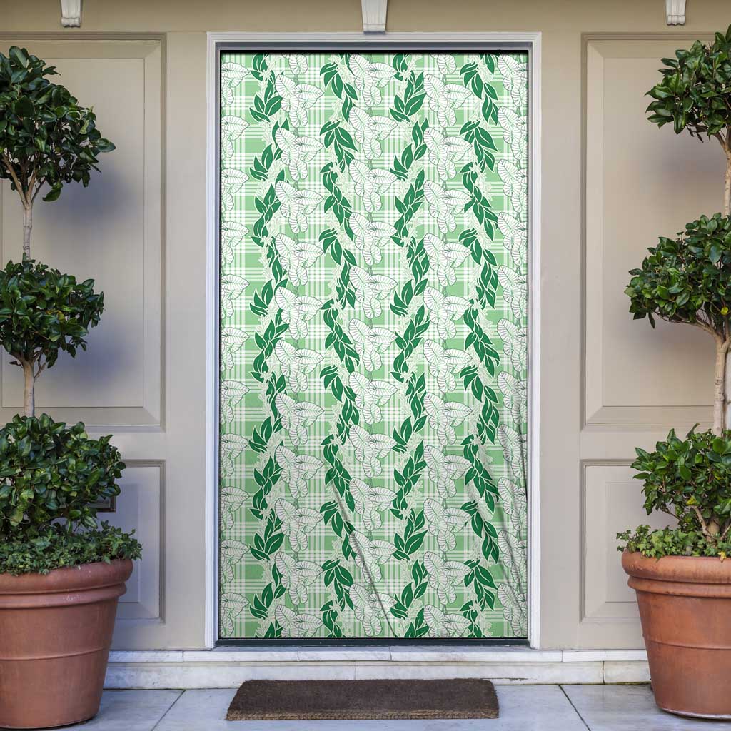Hawaii Ti Leaf Maile Tuberose Lei Door Cover With Hanalei Leaf Green LT05 Green - Polynesian Pride
