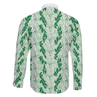 Hawaii Ti Leaf Maile Tuberose Lei Family Matching Mermaid Dress and Hawaiian Shirt With Hanalei Leaf Green