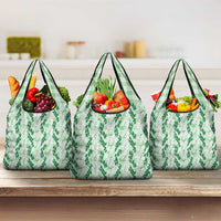 Hawaii Ti Leaf Maile Tuberose Lei Grocery Bag With Hanalei Leaf Green LT05 3-pack One Size Green - Polynesian Pride