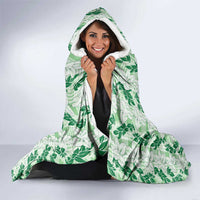 Hawaii Ti Leaf Maile Tuberose Lei Hooded Blanket With Hanalei Leaf Green LT05 - Polynesian Pride