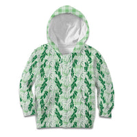 Hawaii Ti Leaf Maile Tuberose Lei Kid Hoodie With Hanalei Leaf Green LT05 Hoodie Green - Polynesian Pride