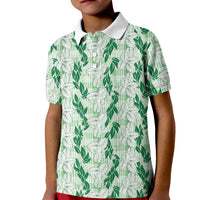 Hawaii Ti Leaf Maile Tuberose Lei Kid Polo Shirt With Hanalei Leaf Green