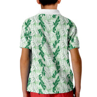 Hawaii Ti Leaf Maile Tuberose Lei Kid Polo Shirt With Hanalei Leaf Green