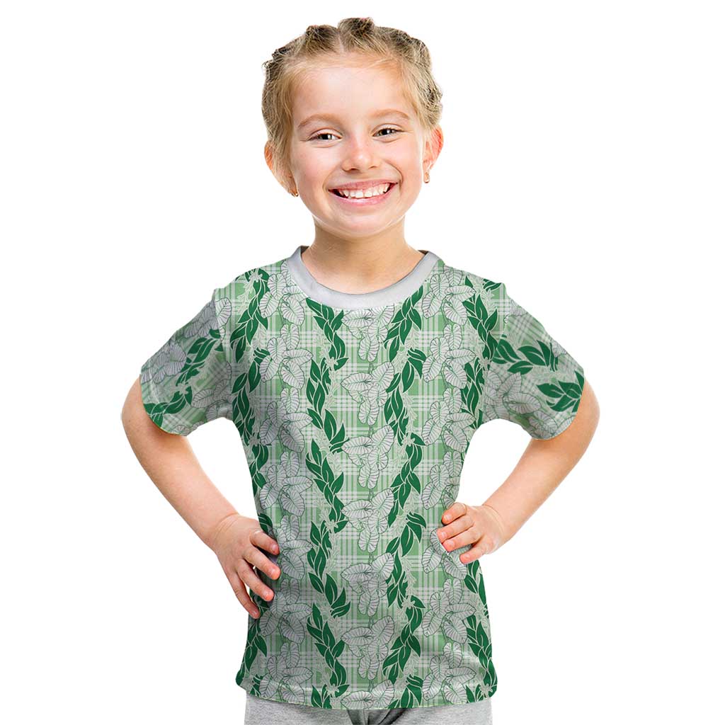 Hawaii Ti Leaf Maile Tuberose Lei Kid T Shirt With Hanalei Leaf Green LT05 Green - Polynesian Pride