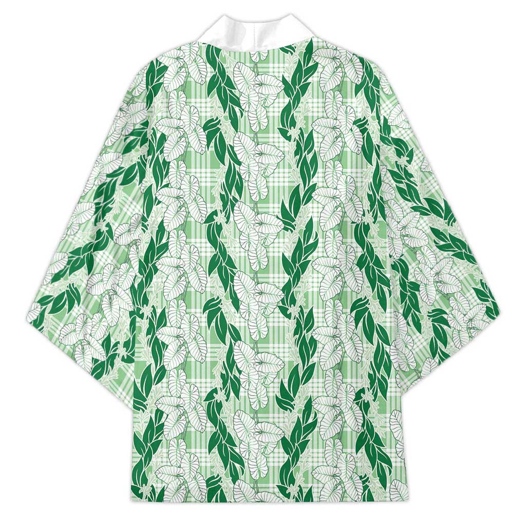 Hawaii Ti Leaf Maile Tuberose Lei Kimono With Hanalei Leaf Green LT05 - Polynesian Pride