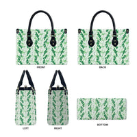 Hawaii Ti Leaf Maile Tuberose Lei Leather Bag With Hanalei Leaf Green LT05 - Polynesian Pride