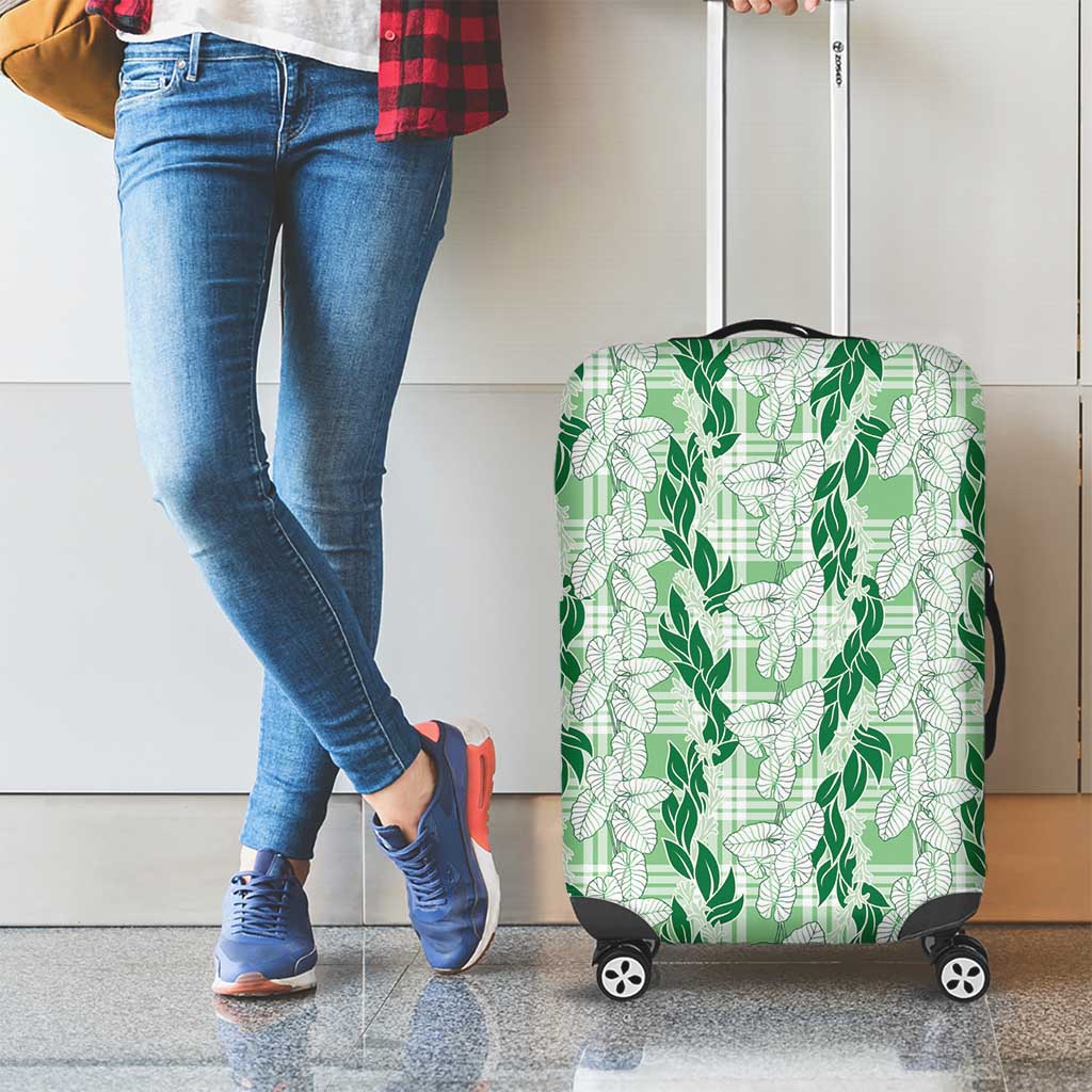 Hawaii Ti Leaf Maile Tuberose Lei Luggage Cover With Hanalei Leaf Green LT05 - Polynesian Pride