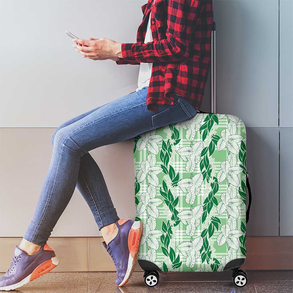 Hawaii Ti Leaf Maile Tuberose Lei Luggage Cover With Hanalei Leaf Green LT05 - Polynesian Pride