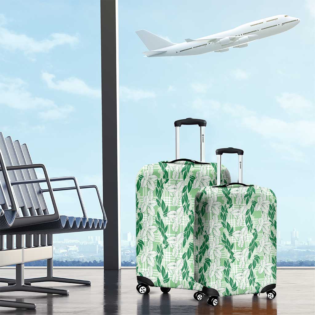 Hawaii Ti Leaf Maile Tuberose Lei Luggage Cover With Hanalei Leaf Green LT05 - Polynesian Pride