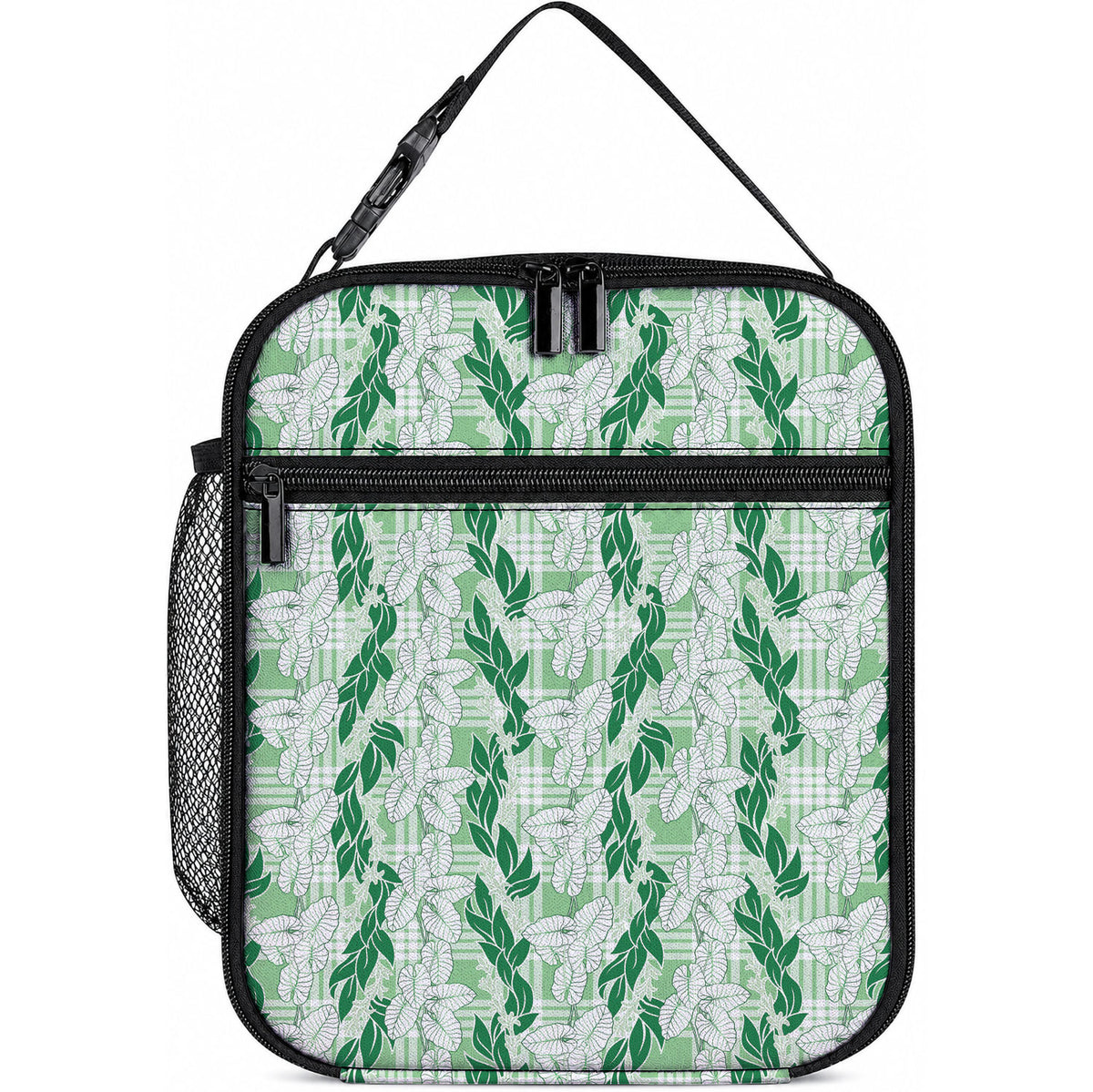 Hawaii Ti Leaf Maile Tuberose Lei Lunch Bag With Hanalei Leaf Green LT05 10.2 × 8.3 × 4.3 inch Green - Polynesian Pride