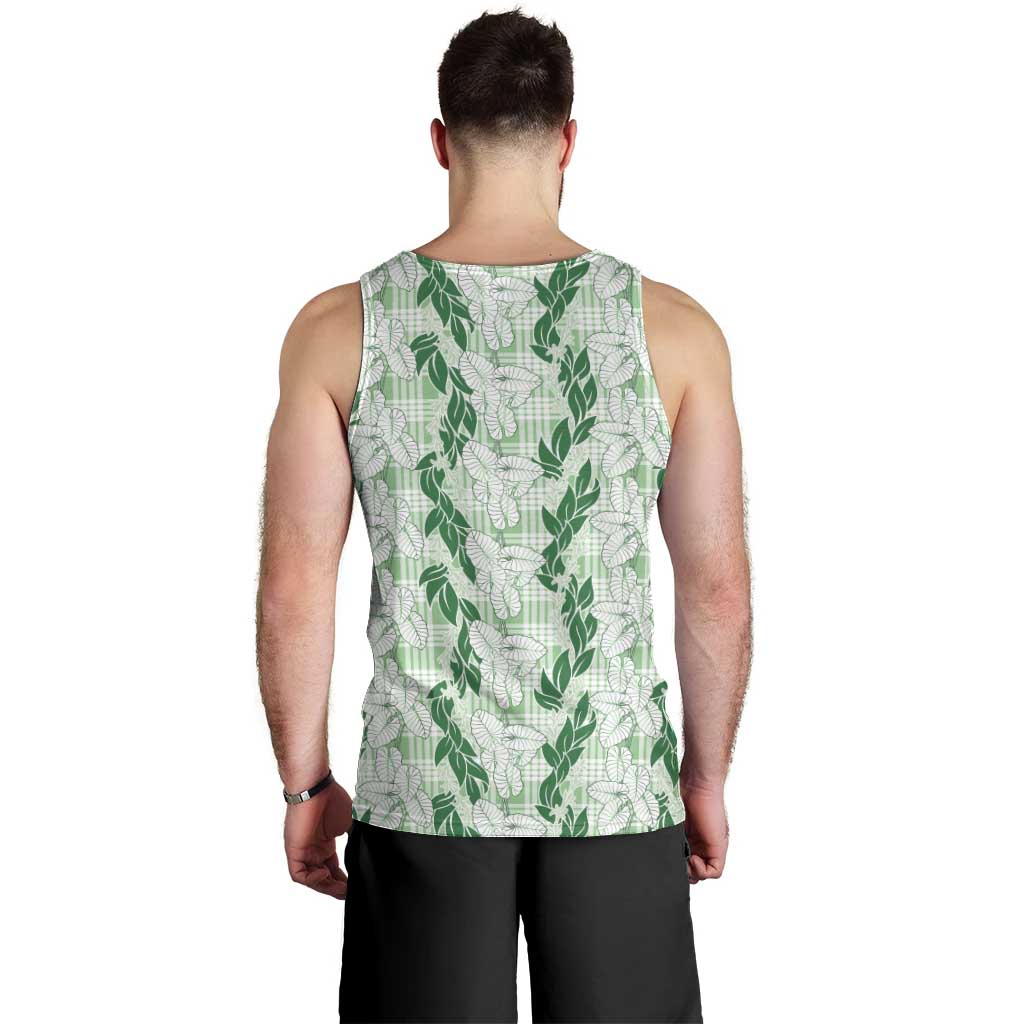 Hawaii Ti Leaf Maile Tuberose Lei Men Tank Top With Hanalei Leaf Green LT05 - Polynesian Pride