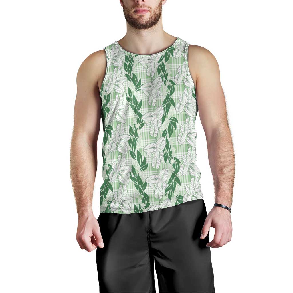 Hawaii Ti Leaf Maile Tuberose Lei Men Tank Top With Hanalei Leaf Green LT05 - Polynesian Pride