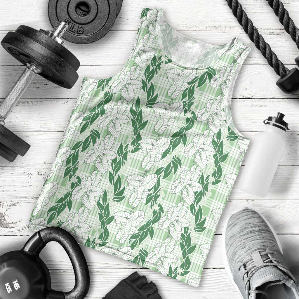 Hawaii Ti Leaf Maile Tuberose Lei Men Tank Top With Hanalei Leaf Green LT05 - Polynesian Pride