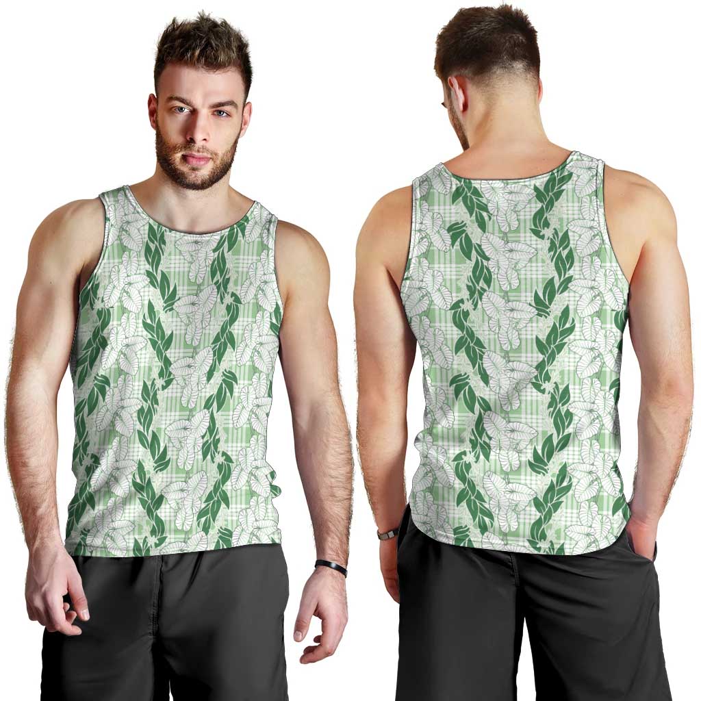 Hawaii Ti Leaf Maile Tuberose Lei Men Tank Top With Hanalei Leaf Green LT05 - Polynesian Pride