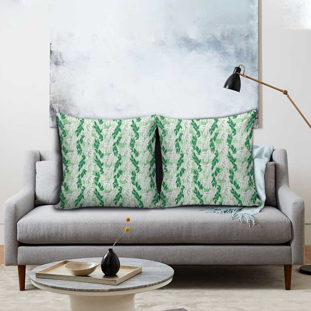 Hawaii Ti Leaf Maile Tuberose Lei Pillow Cover With Hanalei Leaf Green LT05 - Polynesian Pride