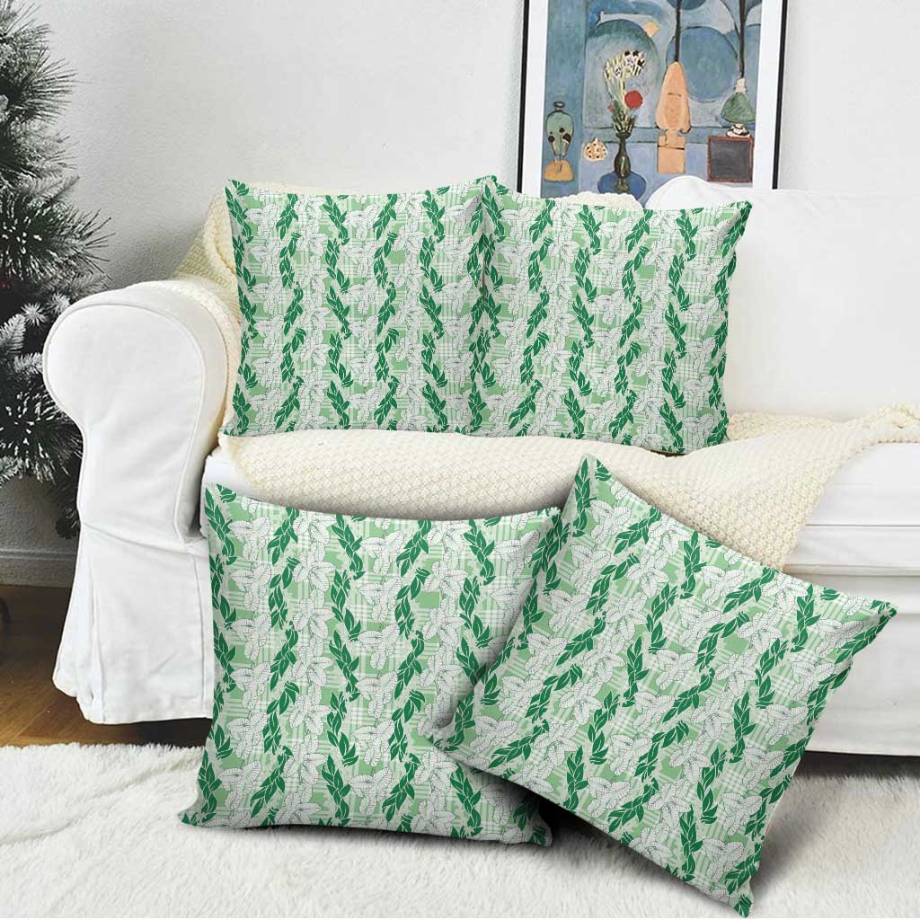 Hawaii Ti Leaf Maile Tuberose Lei Pillow Cover With Hanalei Leaf Green LT05 - Polynesian Pride