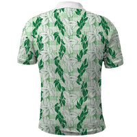 Hawaii Ti Leaf Maile Tuberose Lei Polo Shirt With Hanalei Leaf Green LT05 - Polynesian Pride