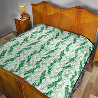 Hawaii Ti Leaf Maile Tuberose Lei Quilt With Hanalei Leaf Green