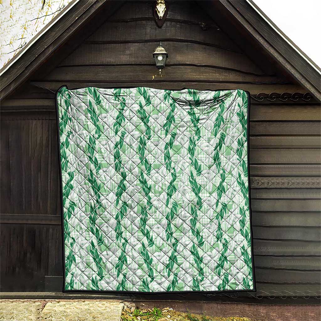 Hawaii Ti Leaf Maile Tuberose Lei Quilt With Hanalei Leaf Green