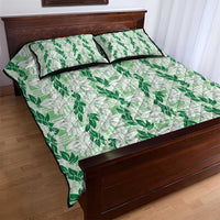 Hawaii Ti Leaf Maile Tuberose Lei Quilt Bed Set With Hanalei Leaf Green LT05 - Polynesian Pride