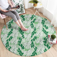 Hawaii Ti Leaf Maile Tuberose Lei Round Carpet With Hanalei Leaf Green LT05 - Polynesian Pride