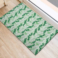 Hawaii Ti Leaf Maile Tuberose Lei Rubber Doormat With Hanalei Leaf Green LT05 - Polynesian Pride