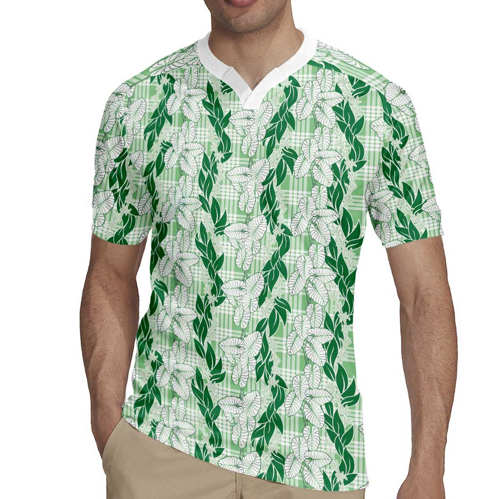 Hawaii Ti Leaf Maile Tuberose Lei Rugby Jersey With Hanalei Leaf Green LT05 - Polynesian Pride