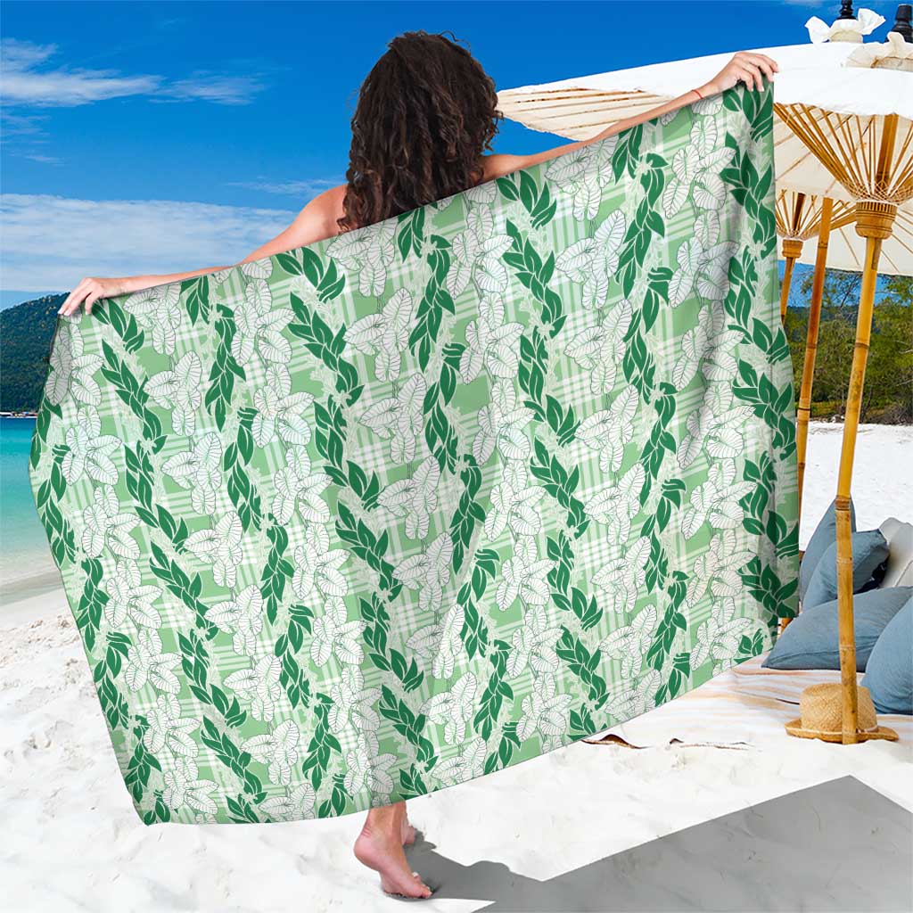Hawaii Ti Leaf Maile Tuberose Lei Sarong With Hanalei Leaf Green LT05 One Size 44 x 66 inches Green - Polynesian Pride