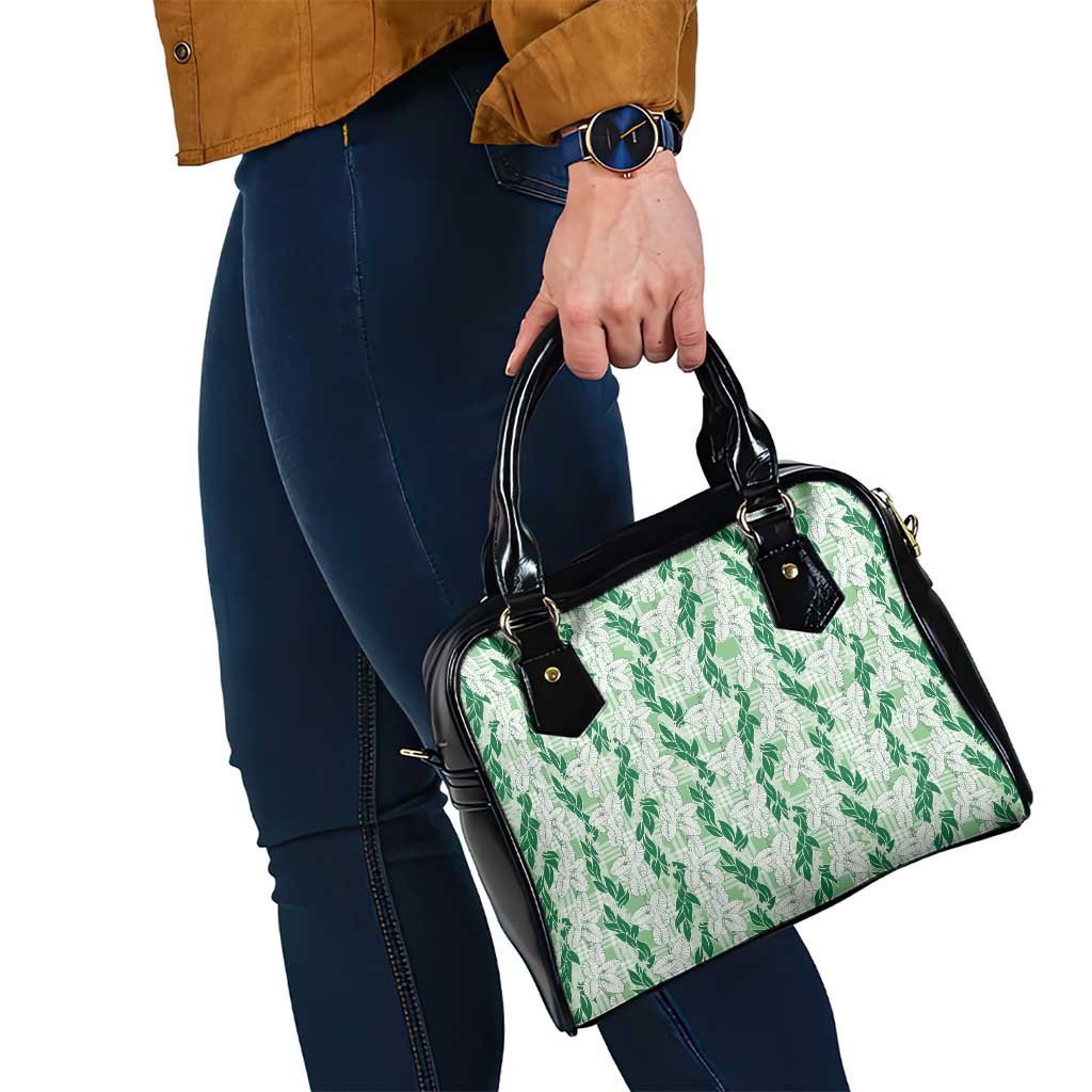 Hawaii Ti Leaf Maile Tuberose Lei Shoulder Handbag With Hanalei Leaf Green LT05 - Polynesian Pride